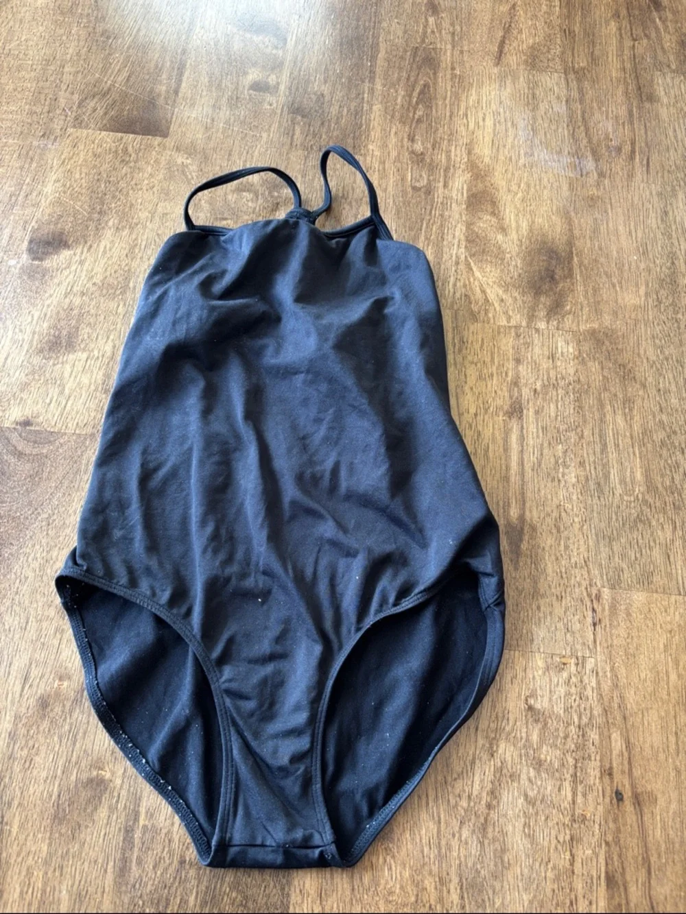 Mirella Black Dance Leotard with Textured Back Panel